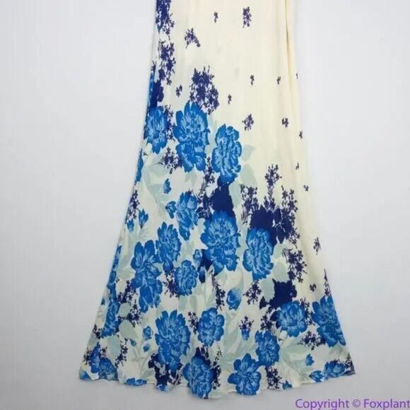 New! Free People Get To You Printed Maxi Dress Ivory Blue, L - Picture 8 of 16